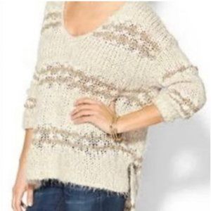 Free People Womens Relaxed Neutral Eyelash Wool Blend Neutral Sweater XS-Med